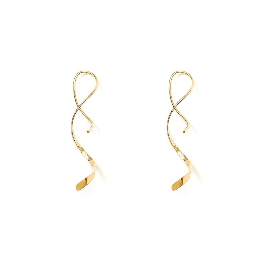 Spiral Threader Earrings, 925 Sterling Silver, Drop Dangle Handmade Twisted Line